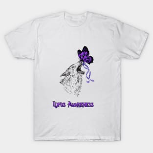 Hope, the purple butterfly, tames the wolf, Lupus T-Shirt